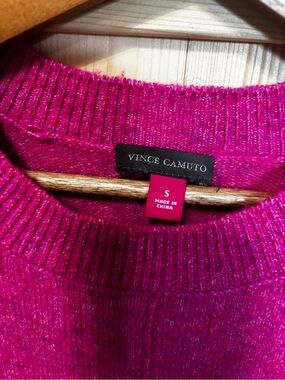 Vince Camuto Bright Fuchsia Ribbed Crewneck Sweater